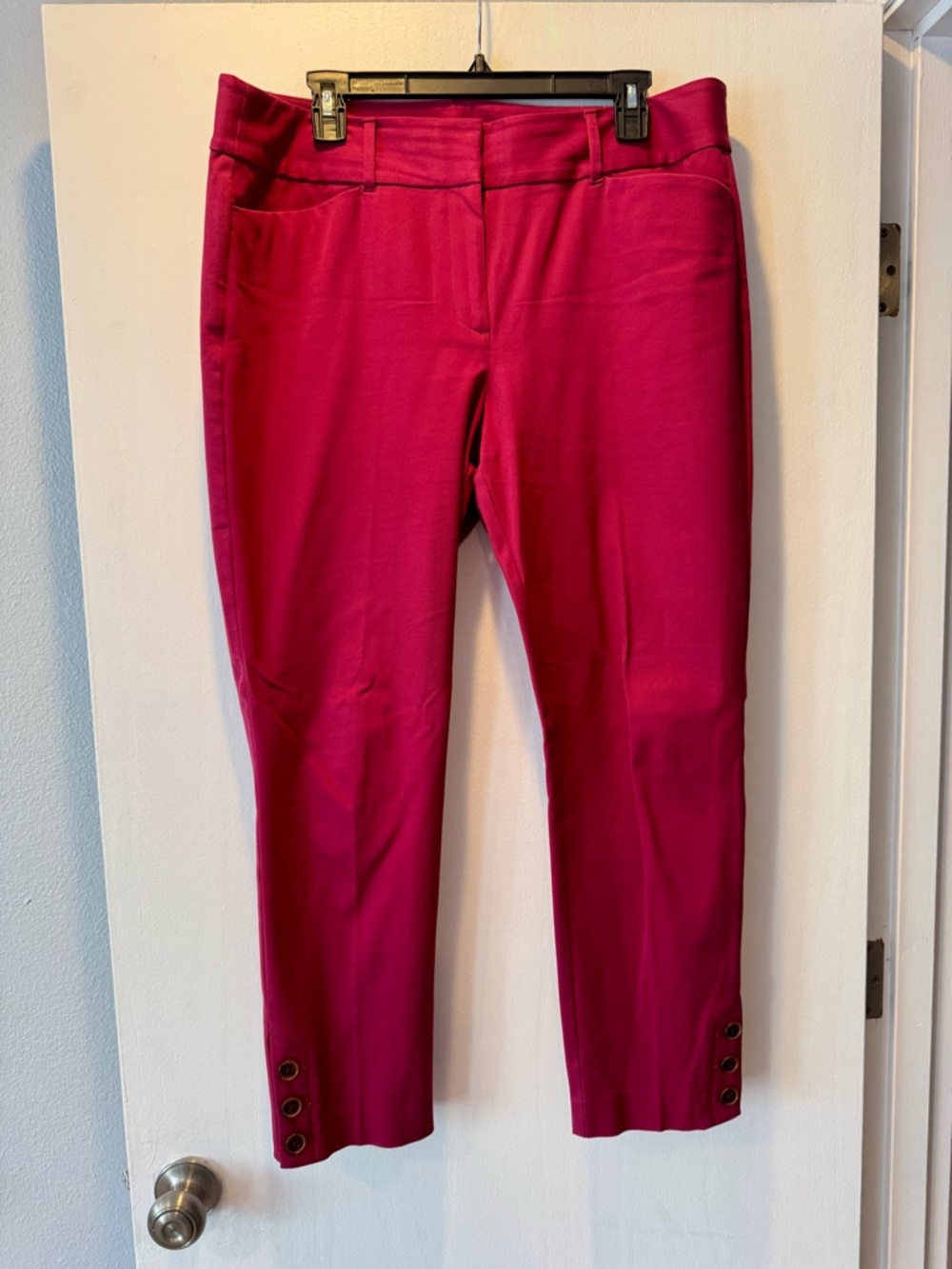 LOFT Magenta Cropped Stretch Ankle Pants